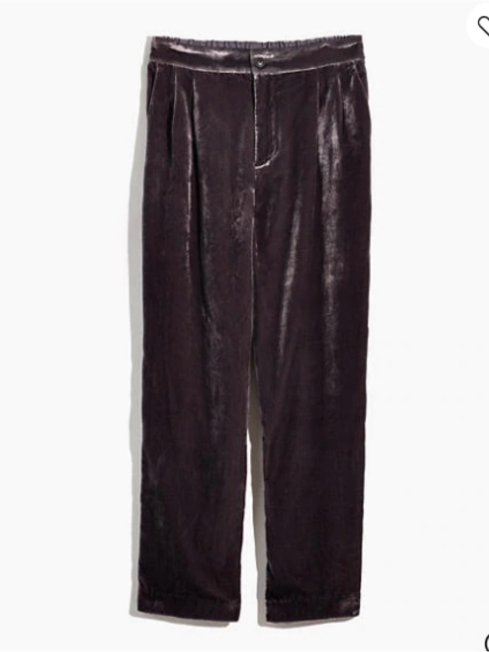 Madewell Velvet Pleated Pants - Dark gray